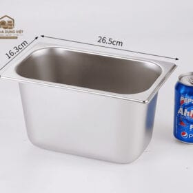 Khay inox GN 1/6 cao 15cm đựng topping từng loại riêng