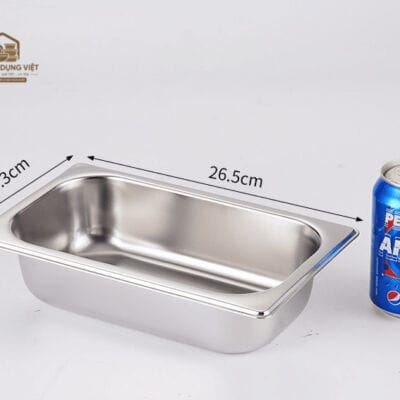 Khay Inox GN 1/6 Đựng Topping 17.6x16.3cm Cao 6.5cm