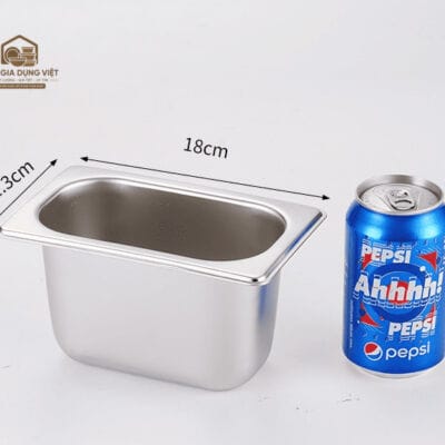 Khay Inox GN 1/9 Đựng Topping 17.6x11.1cm Cao 10cm