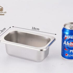 Khay inox GN 1/9 cao 6.5cm đựng topping nhỏ, gia vị