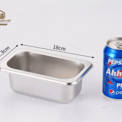 Khay Inox GN 1/9 Đựng Topping 17.6x11.1cm Cao 6.5cm
