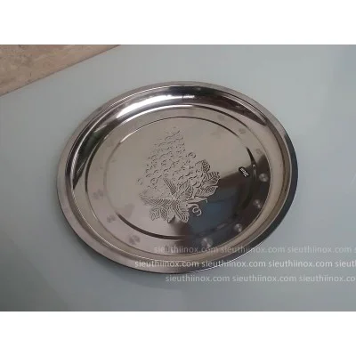 Khay Tròn Inox Chùm Nho 40cm
