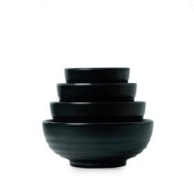 Tô Tròn Gân màu đen nhám Fataco melamine Ø 12.7 x 7.2 cm