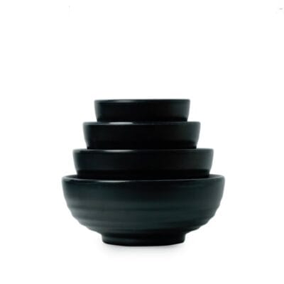 Tô Tròn Gân Màu Đen Nhám Fataco Melamine